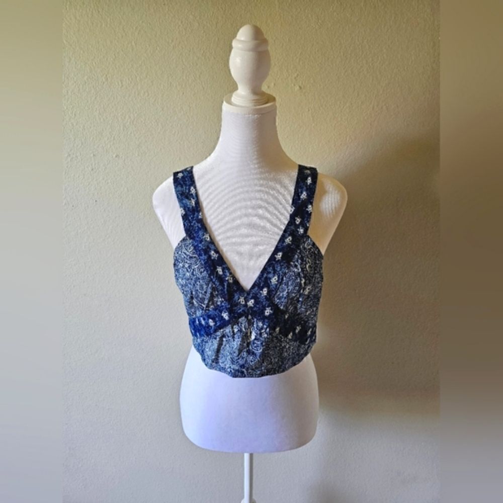 Urban Outfitters Ecote Blue Paisley Bandeau Top Size Large